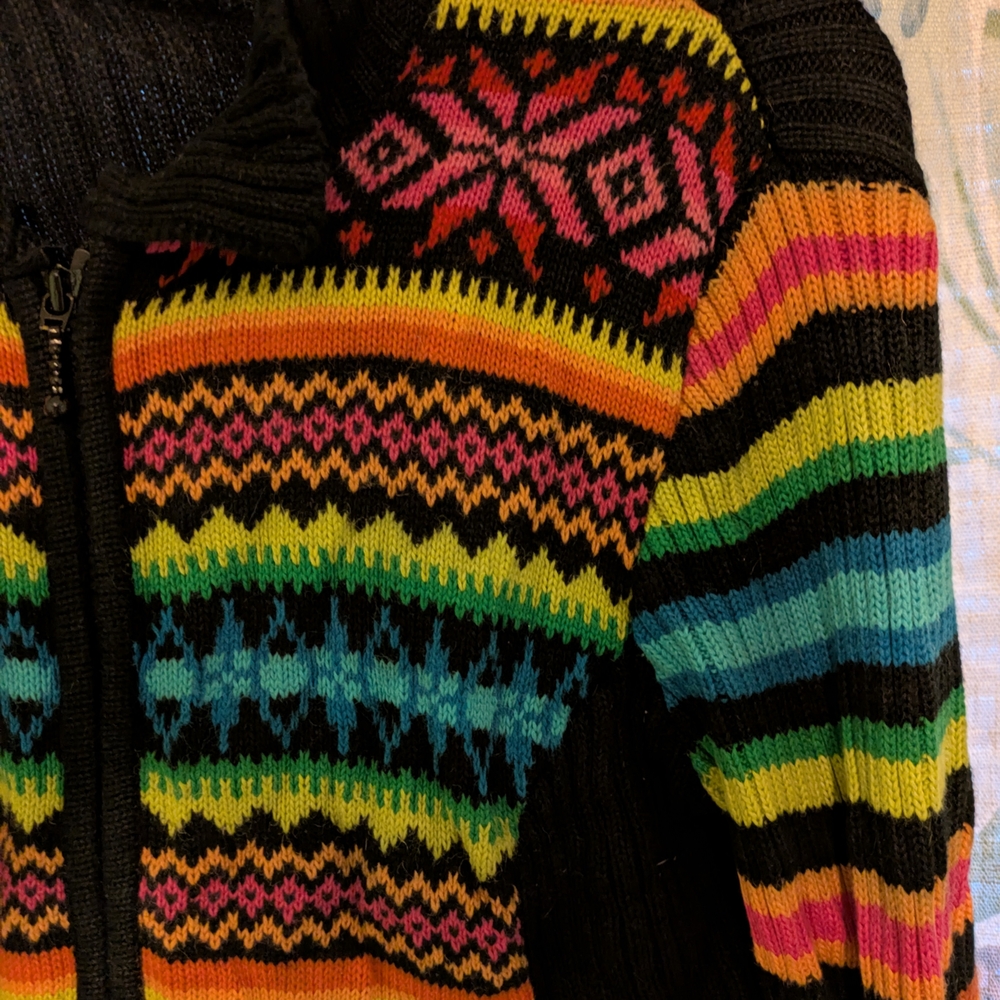 Chadwicks Vibrant Multicolor Patterned Cardigan - image 2
